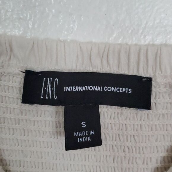 INC Vacay Shop Off The Shoulder Top with Balloon Sleeves & Embroidery Size S - Picture 10 of 13